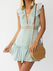 V-neck Lace Halter Dress