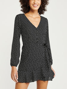 Ruffle Hem Wrap Dress