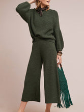 Load image into Gallery viewer, Round Neck Solid Color Long Sleeve Casual Knit Two-Piece Suit