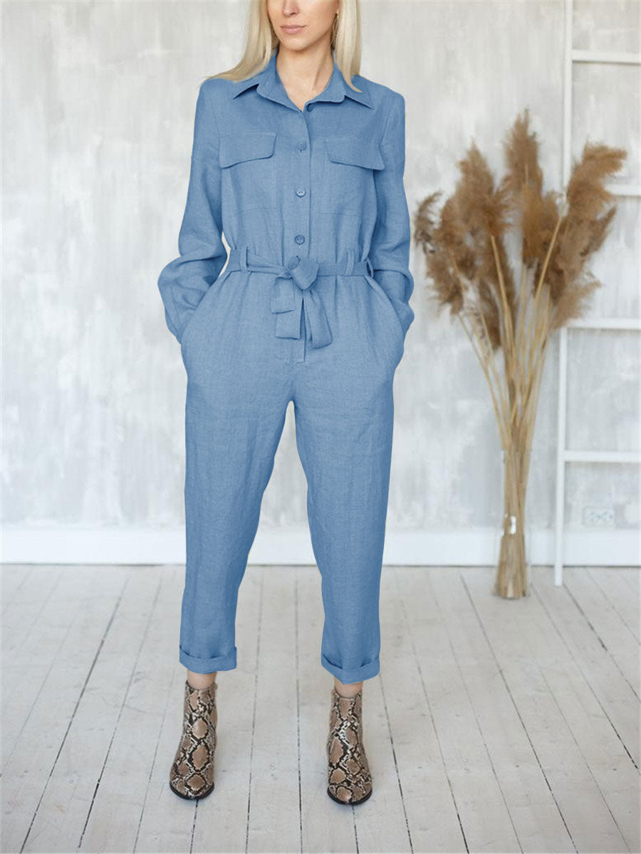 Fashion Casual Loose Long Sleeve Jumpsuit