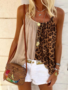 Boho Leopard Print Color Matching Retro Sling Vest