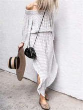 Load image into Gallery viewer, One-shoulder Striped Casual Dress