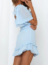 Load image into Gallery viewer, Deep V Short Sleeve Lace Backless Dress