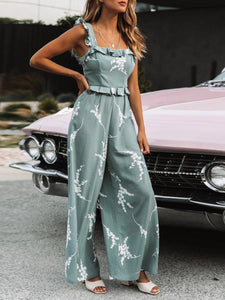 Women Chic Loose Sling Print Jumpsuit