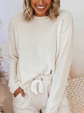 Load image into Gallery viewer, Casual Round Neck Long Sleeve Solid Color Two-Piece Set