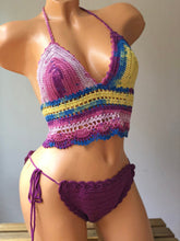 Load image into Gallery viewer, Retro Sexy Personality Knit Contrast Halter Bikini