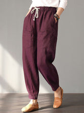 Load image into Gallery viewer, Casual Cotton Loose Elastic Waist Plain Harem Pants