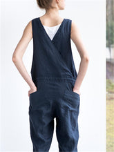 Load image into Gallery viewer, Fashionable Simple Cotton Linen Sleeveless Jumpsuits