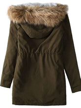 Load image into Gallery viewer, Plus Velvet Thick Warm Hooded Fur Collar Coat