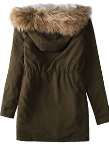 Plus Velvet Thick Warm Hooded Fur Collar Coat