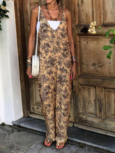 Load image into Gallery viewer, Deep V Printed Loose Jumpsuit