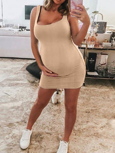 Solid Color Sexy Sleeveless Maternity Dress