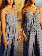 Load image into Gallery viewer, V Neck Lace-Up Wide Leg Jumpsuit