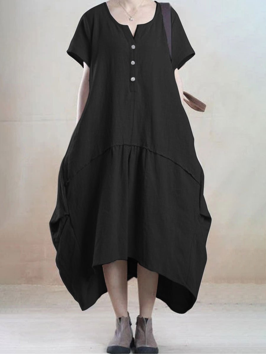 Loose Short-Sleeved Collar Dress