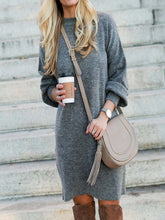 Load image into Gallery viewer, Crew Neck Shift Daily Knitted Plain Dresses