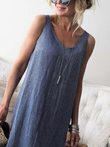 Solid Color Sleeveless Loose Dress