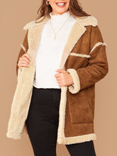 Load image into Gallery viewer, Plus Patch Pocket Faux Shearling Coat