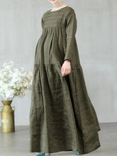 Load image into Gallery viewer, Loose Casual Cotton and Linen Long Sleeve Solid Color Pregnant Women Dress