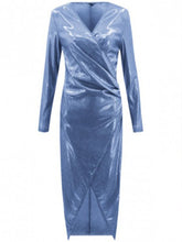 Load image into Gallery viewer, Irregular Sparkly Bodycon V-neck Long Sleeve Elegant Maxi Dress