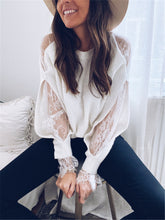 Load image into Gallery viewer, Lace Sleeve Pullover Sweater Top