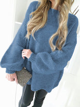 Load image into Gallery viewer, Lantern sleeve knitted sweater