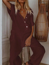 Load image into Gallery viewer, Loose Casual Round Neck Button Solid Color Pregnant Women&#39;s Jumpsuit