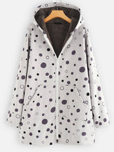 Load image into Gallery viewer, Dotted Hooded Zipper In Long Flannel Ladies Coat