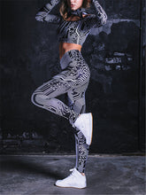 Load image into Gallery viewer, Sci-Fi Irregular Line Printed Tight Hip Yoga Pants