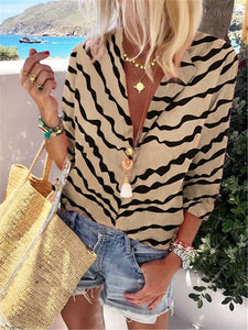 Bohemian Retro Casual Loose Striped Shirt