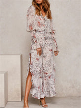 Load image into Gallery viewer, Romantic Floral Print Ruffled V Neck Sets