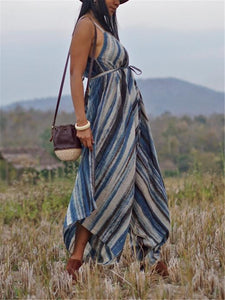 Bohemian Retro Casual Loose Tie Dye Jumpsuit