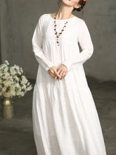 Load image into Gallery viewer, Cotton and Linen Casual Long-sleeved Dress