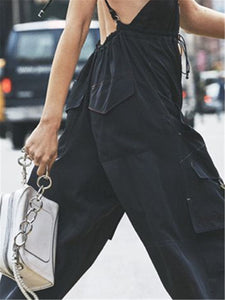 Black Fashion Casual Pocket Jumpsuit