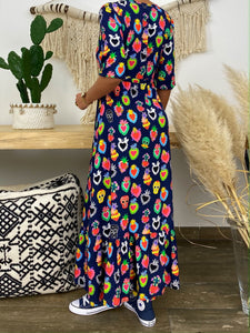 Casual Printed V-Neck Long Dress