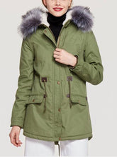 Load image into Gallery viewer, Faux Fur Collar Pockets Drawstring Women Parka Jacket Oversized Coat