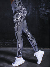 Load image into Gallery viewer, Sci-Fi Irregular Line Printed Tight Hip Yoga Pants