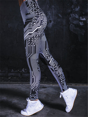 Sci-Fi Irregular Line Printed Tight Hip Yoga Pants