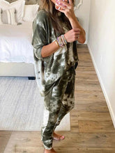 Load image into Gallery viewer, Simple Casual Loose Round Neck Long Sleeve Top Pants Tie Dye Suit