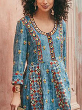 Load image into Gallery viewer, Vintage Round Neck Cropped Sleeve Print Dress