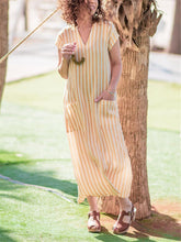 Load image into Gallery viewer, Bohemia Casual Loose Linen Striped Pocket Dress