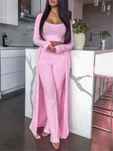 Load image into Gallery viewer, Solid Color Sexy Umbilical Slim Top With High Waist Wide Leg Pants Women&#39;S Suit