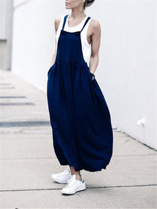 Simple Casual Loose Sling Pocket Dress