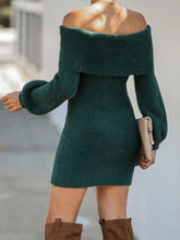 Load image into Gallery viewer, Solid Color Collar Sweater Mini Dress