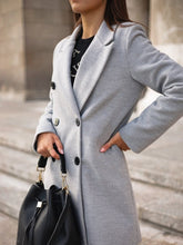 Load image into Gallery viewer, Autumn and Winter Solid Color Long-sleeved Double-row Button Blazer Collar Wool Coat