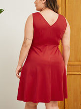 Load image into Gallery viewer, Plus Size Red Square Neck Sleeveless Mini Dress