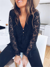 Load image into Gallery viewer, Sexy Deep V Long Sleeve Lace Shirt