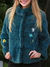 Load image into Gallery viewer, Floral Printed Faux Fur Long Sleeve Pockets Outerwear