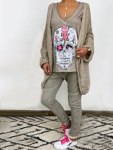 Casual V-neck Loose Printed Two-piece Suit