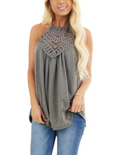 Load image into Gallery viewer, Sleeveless Halter Tank Top with Crochet Details
