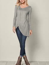 Load image into Gallery viewer, Casual Grey Asymmetric Drap Top